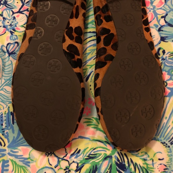 Tory Burch Reva ballet flats leopard pony hair calf animal print elastic size 8 - Picture 12 of 16